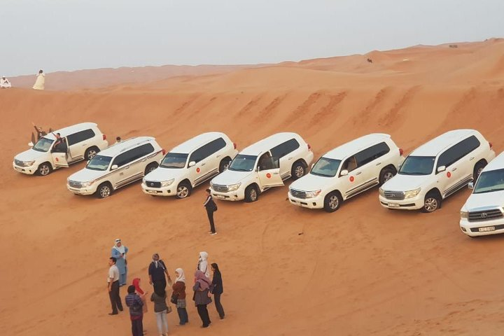 We stopped at meeting point for deflating the tires, and guest used the refreshment toilets and after we procced for the drive. we did the stop for photos and sunset, sand boarding. 